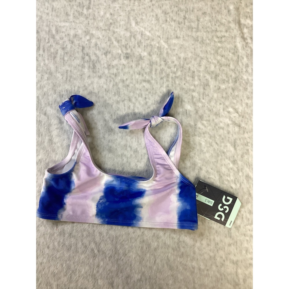 DSG Girls Fashion‎ Bikini Top Lilac Blue Dye Stripe Size Small NWT UPF 50+